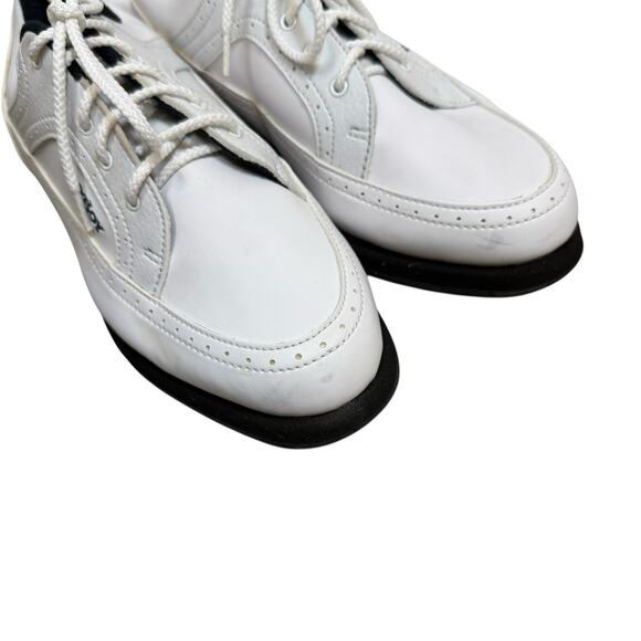 Footjoy Womens Golf Shoes Size 8.5m Greenjoys Soft Spikes Logo Lace Up White - Picture 5 of 11